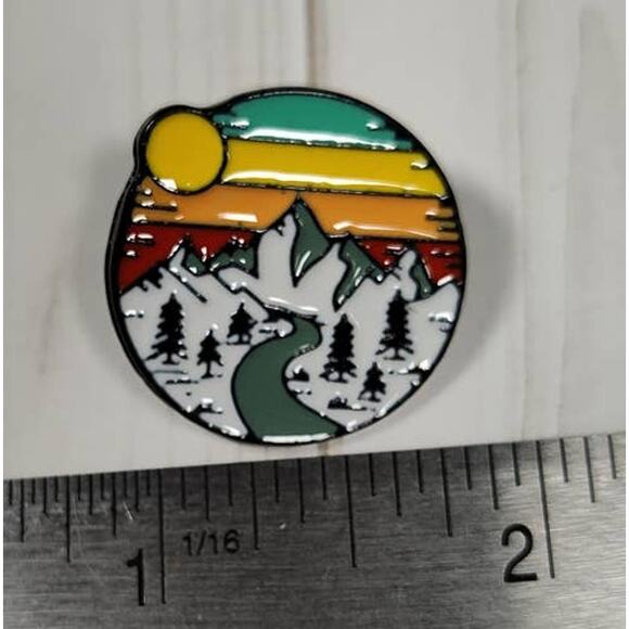 Mountian Adventure Pin for Hat, Lapel, Lanyard, Apron, Jacket or Backpack - Picture 3 of 4